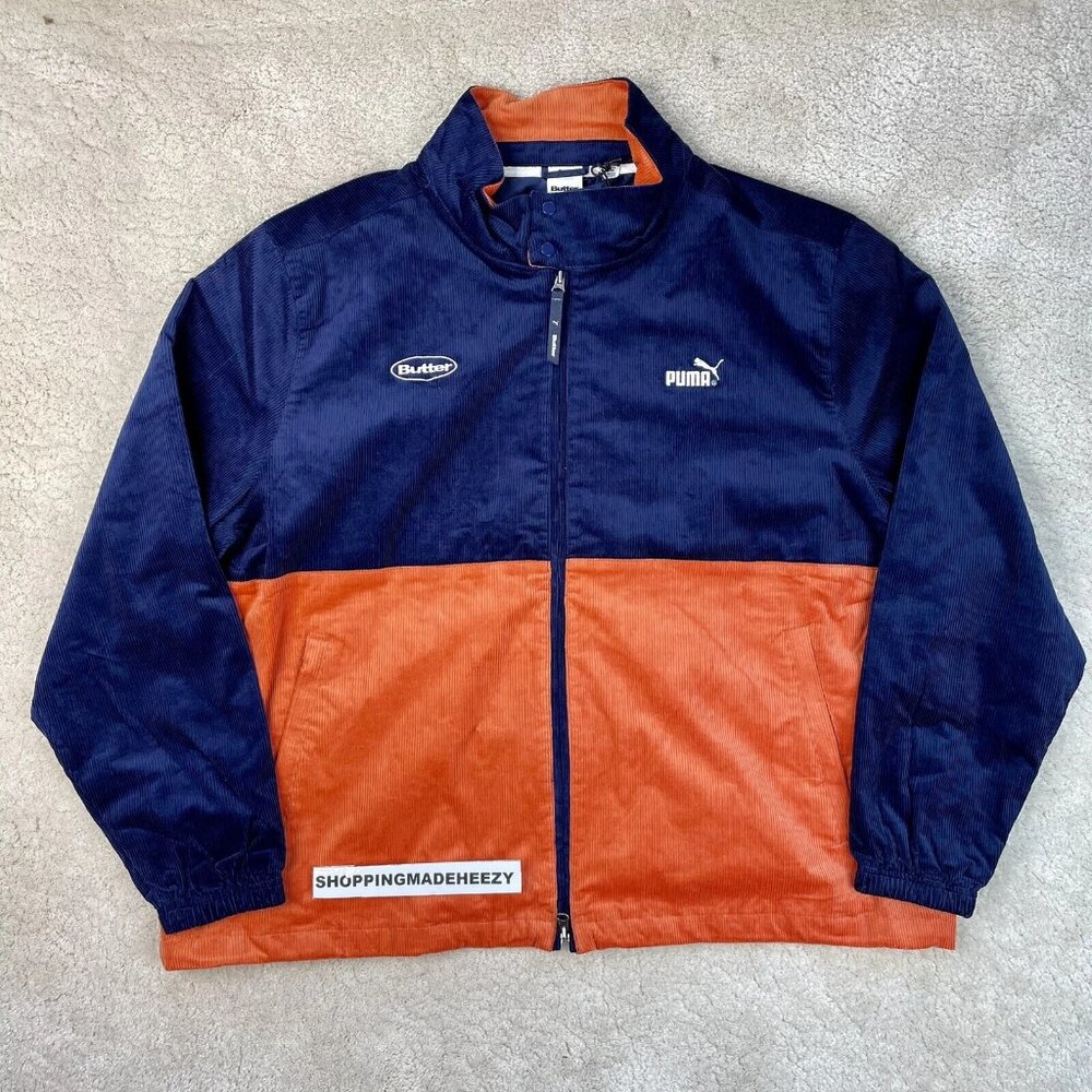 [XXL] BUTTER GOODS x PUMA Collab 2-Tone Corduroy Zip-Up Track Top Jacket Peacoat